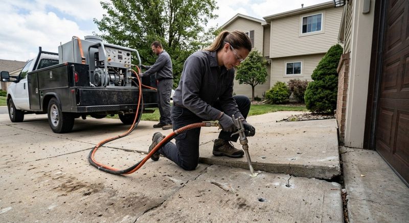 Sunken Driveway Lifting in West Des Moines, IA